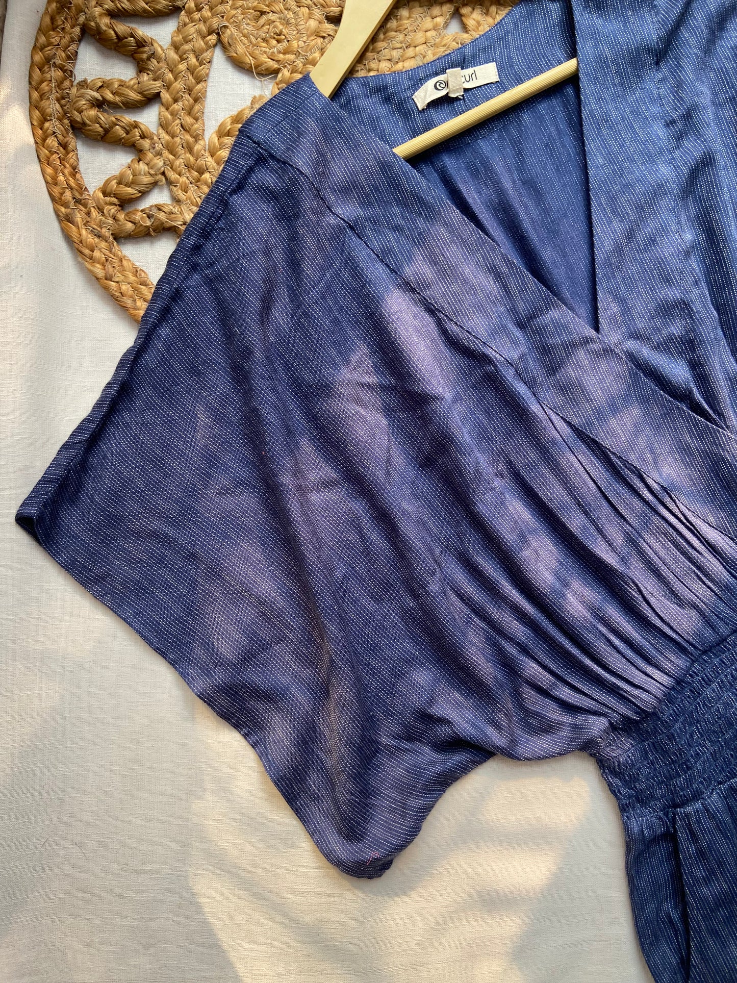 Women’s Blue V-Neck Wide Leg Jumpsuit