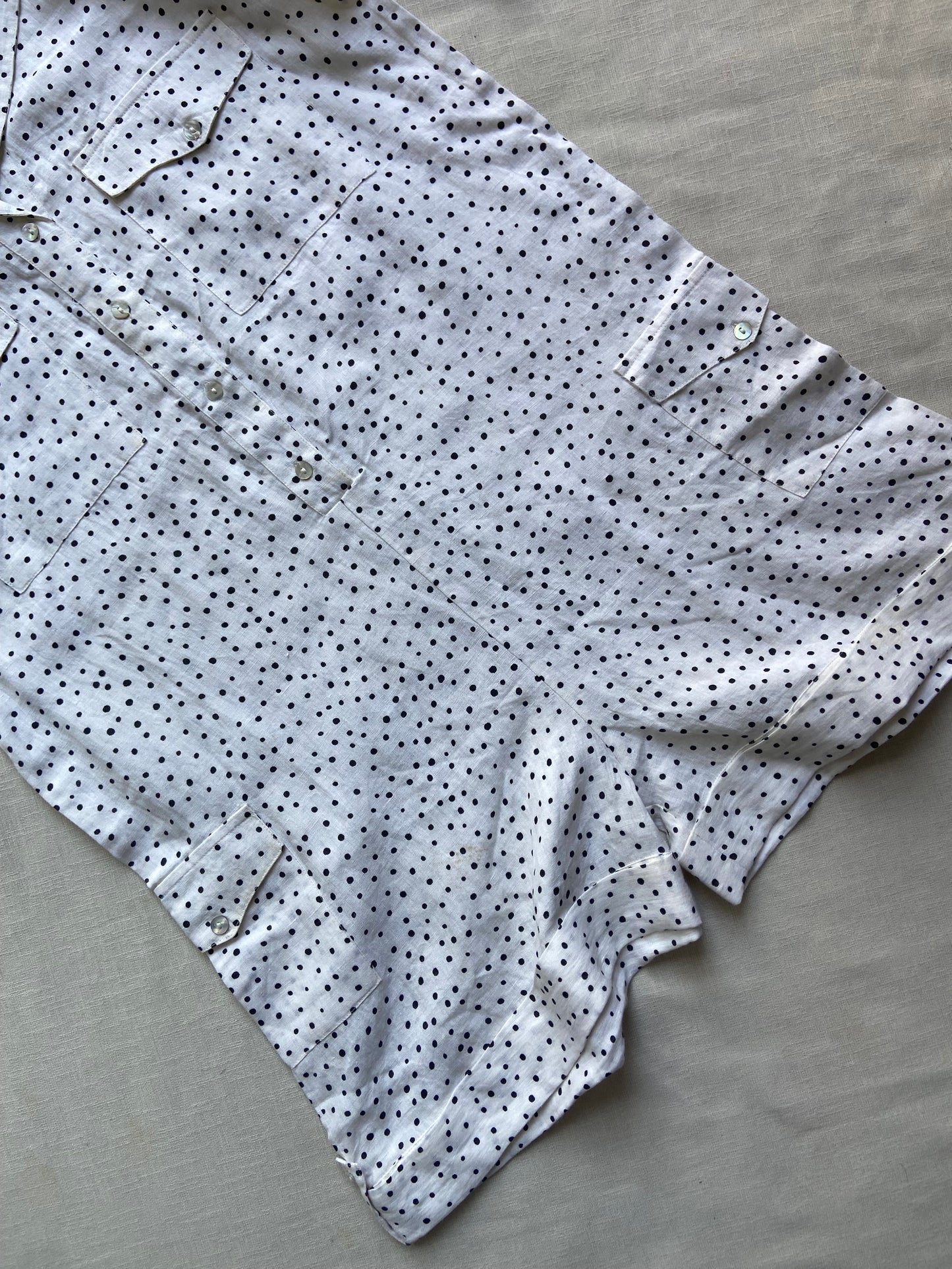 White Polka Dot Long Sleeve Romper