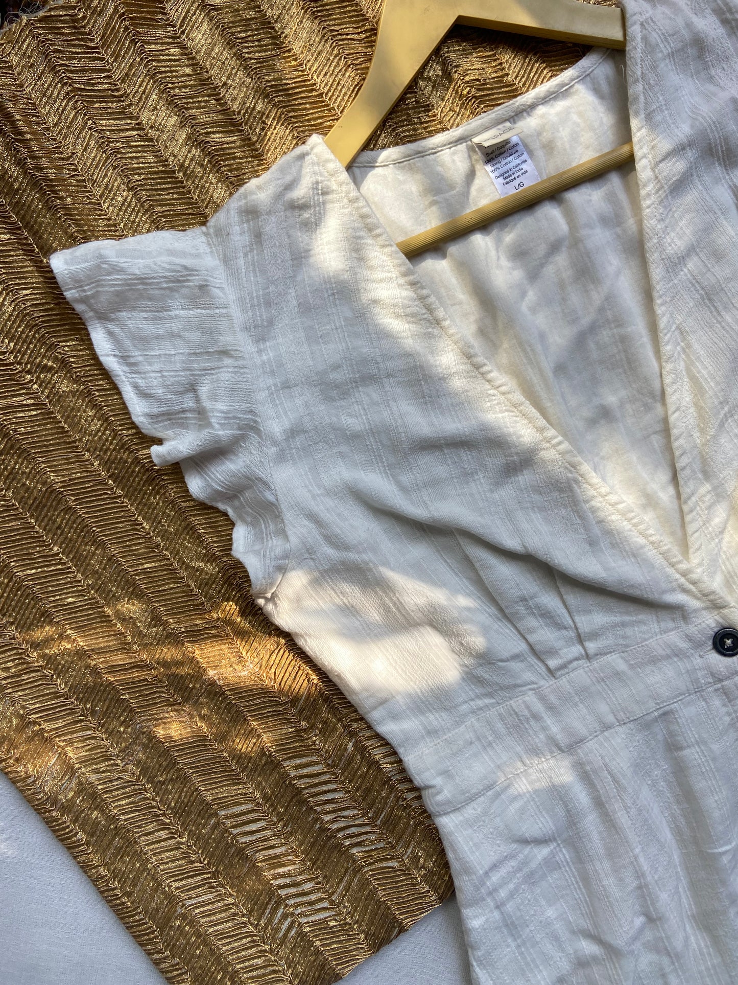 White Button-Down Linen Midi Dress