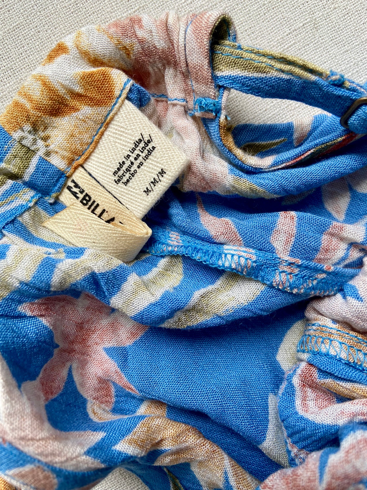 Blue Floral Spaghetti Strap Summer Dress