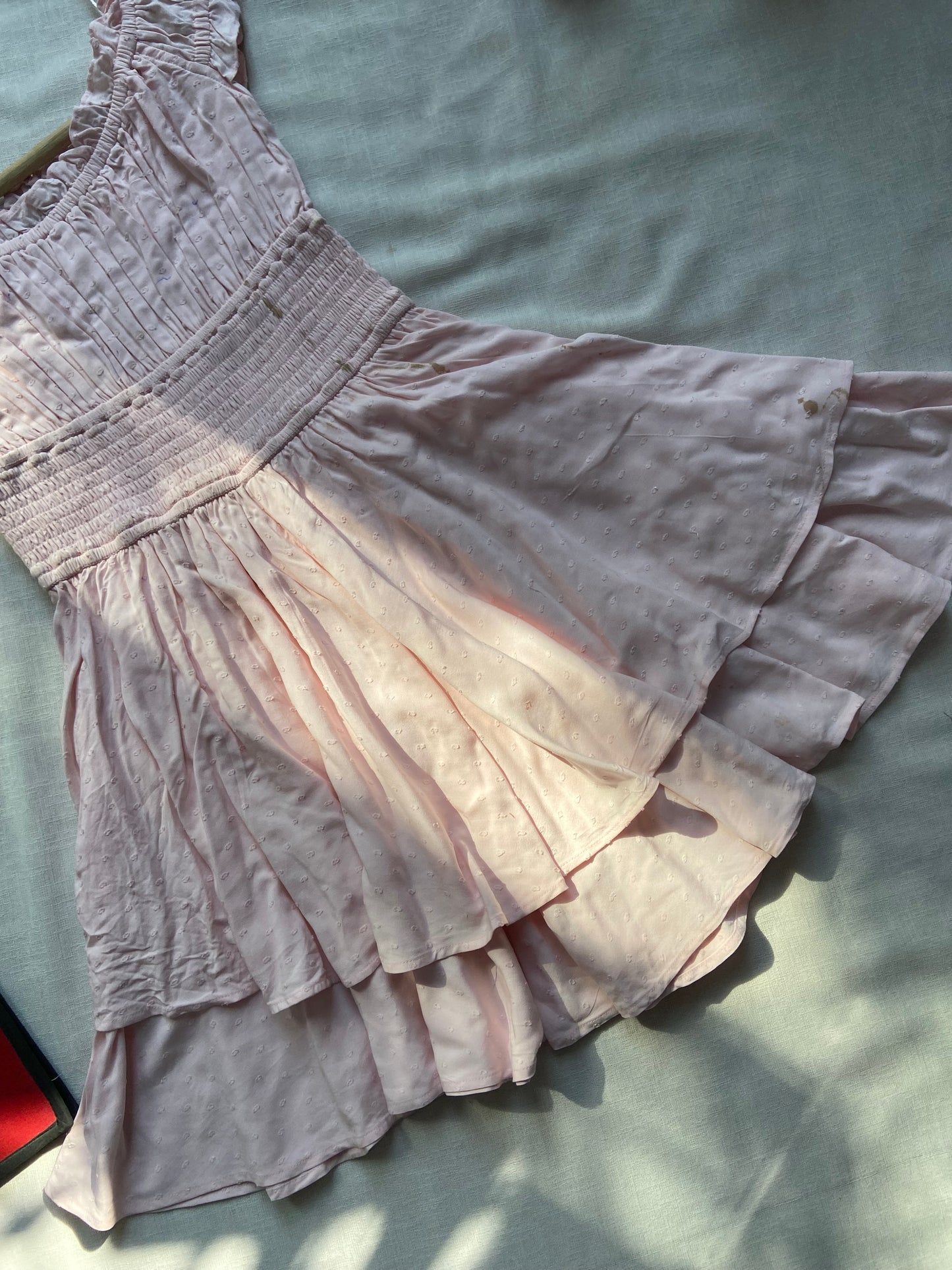 Blush Pink Tiered Ruffle Mini Dress