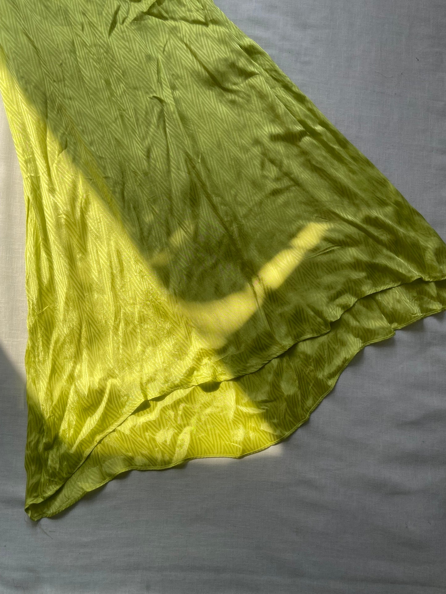 Lime Green Satin Backless Maxi Dress