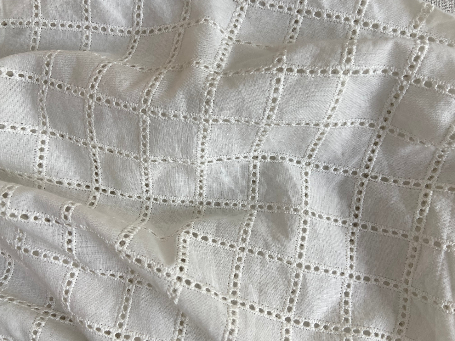 Elegant White Puff Sleeve Eyelet Dress