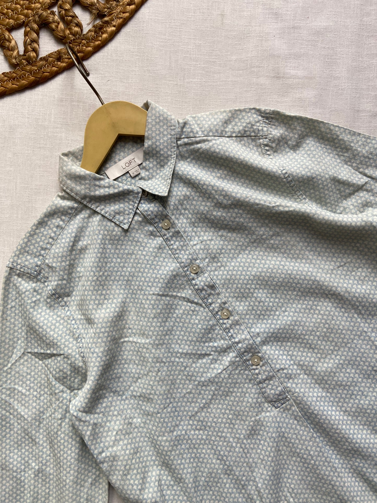 Ice Blue Printed Shirt Top