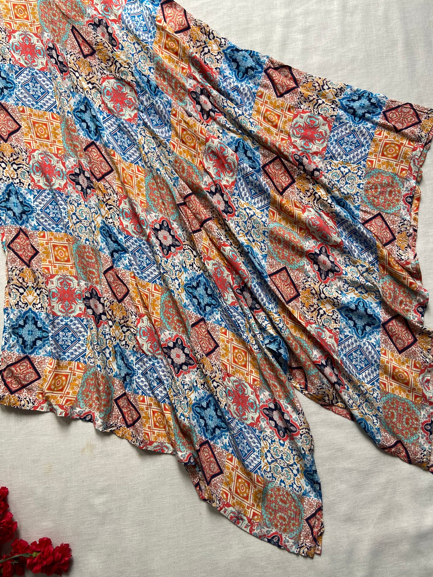 Strap Pattern Beach Midi Dress