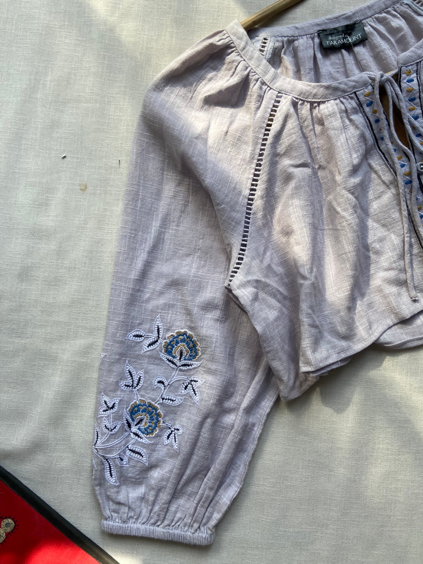 Embroidered Cotton Boho Crop Top – Lilac