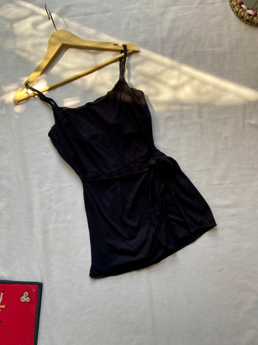 Black Spaghetti Strap Playsuit for Women