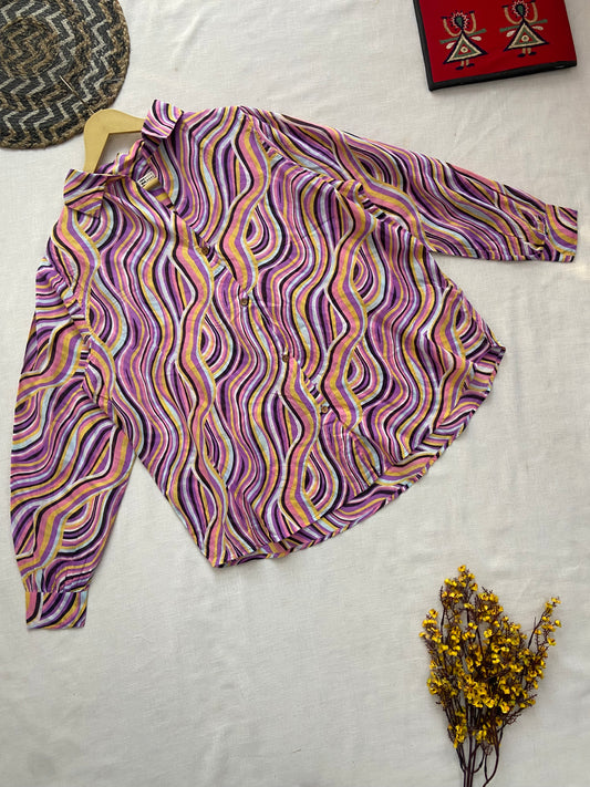 Retro Swirl Print Shir