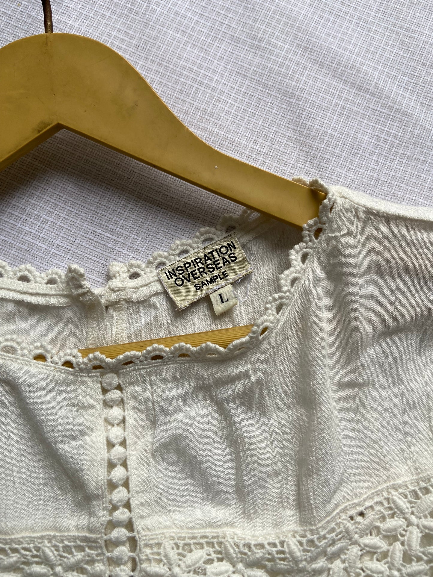 Ivory Boho Lace Trim Crop Top with Tie-Back