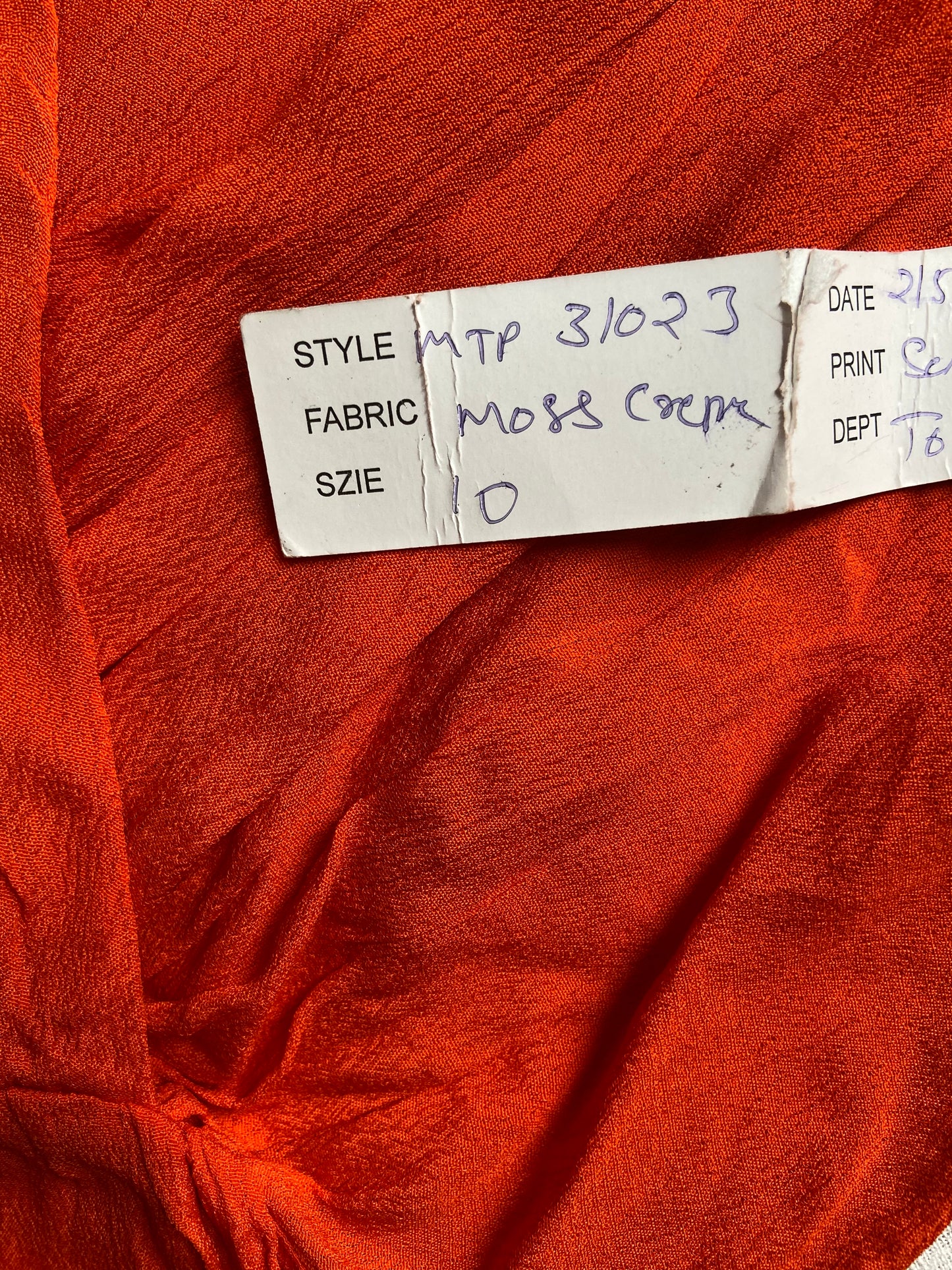 Bright Orange Draped Satin Blouse with Long Sleeves