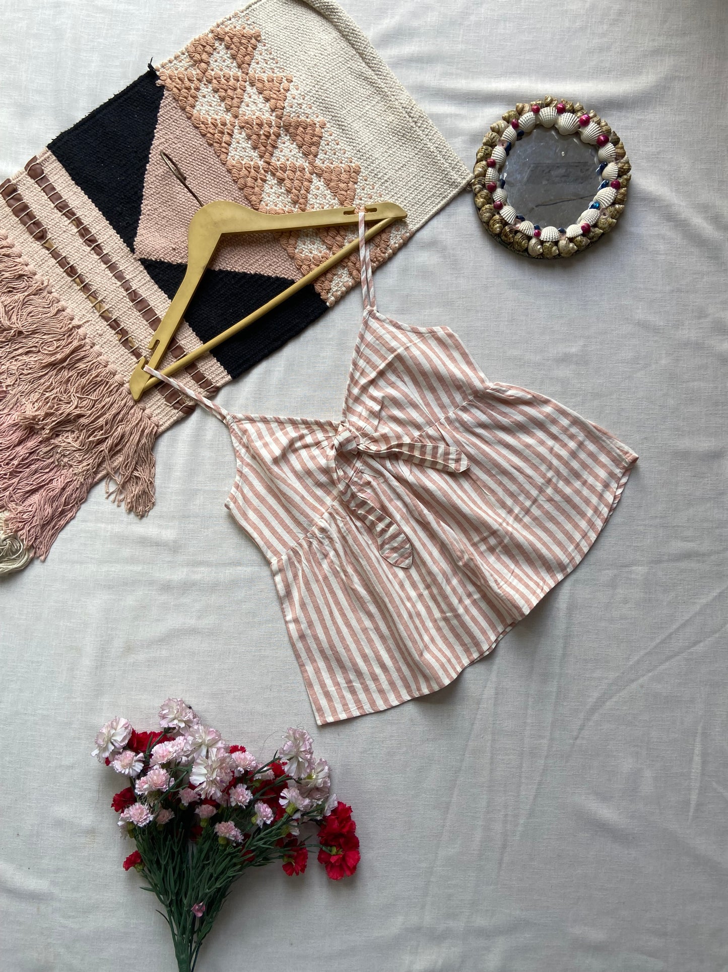 Women's Striped Tie-Front Camisole Top – Casual Summer Sleeveless Top