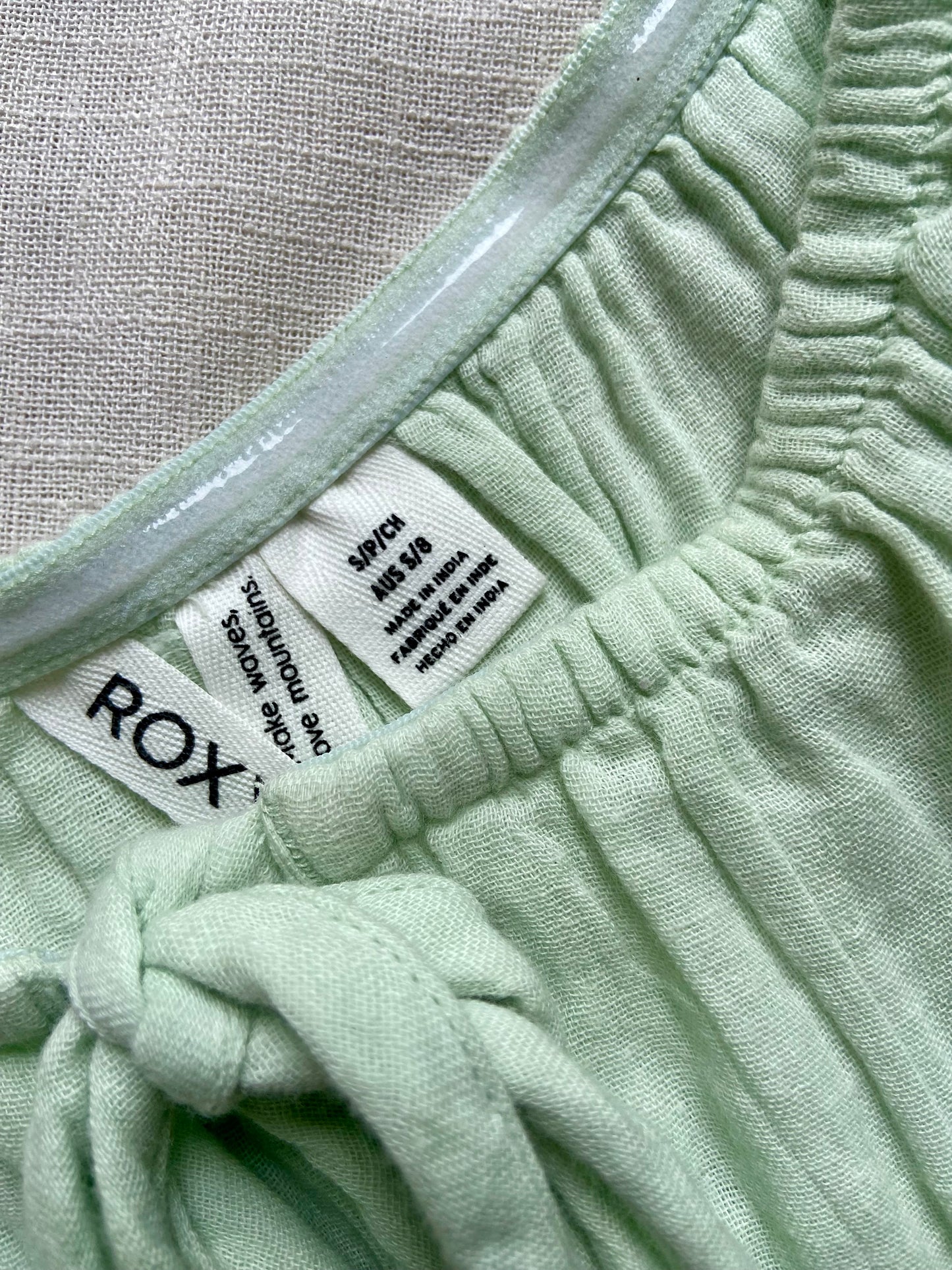 Mint Green Off-Shoulder Smocked Crop Top