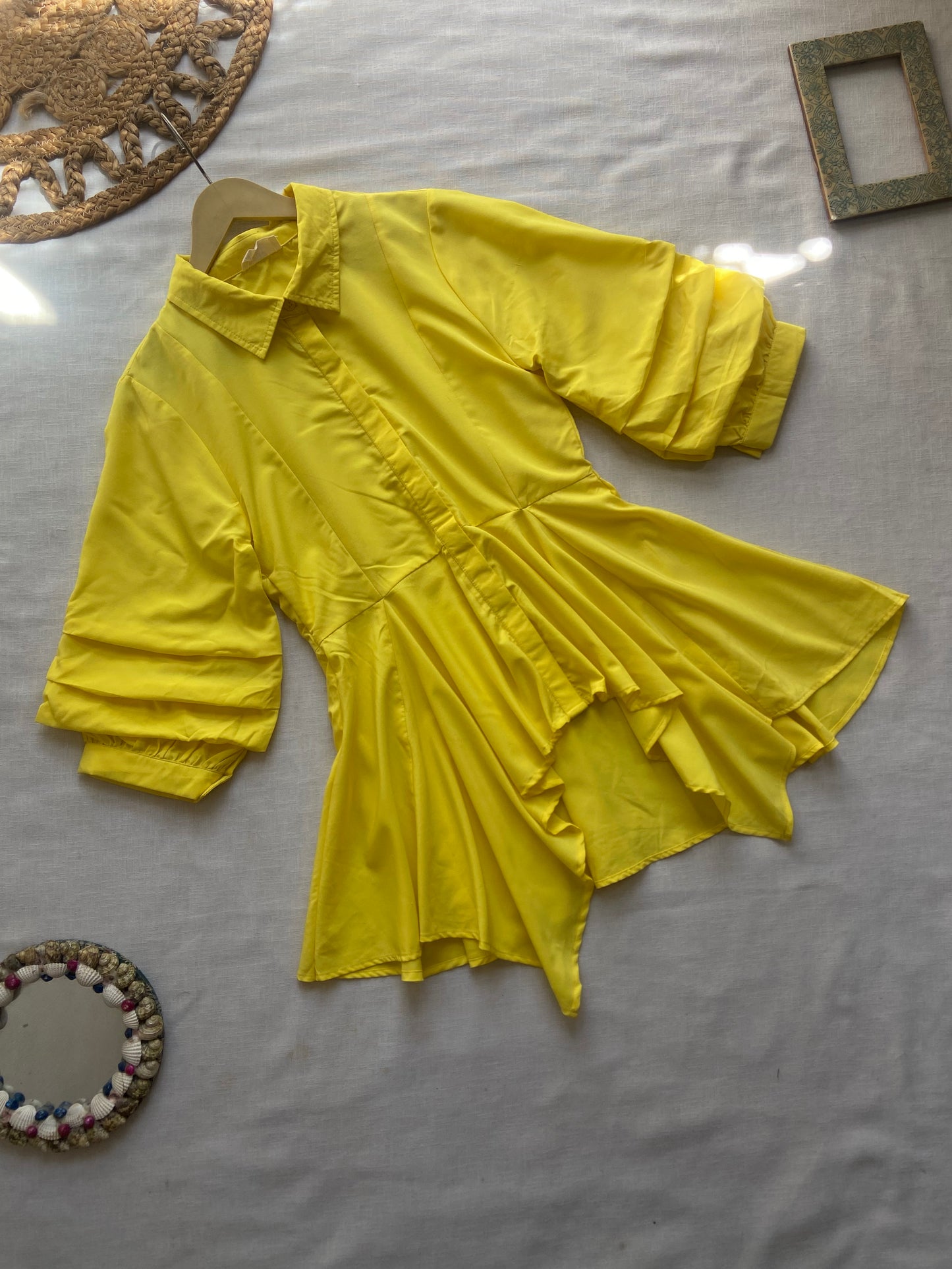 Yellow Full Sleeve Mini Dress
