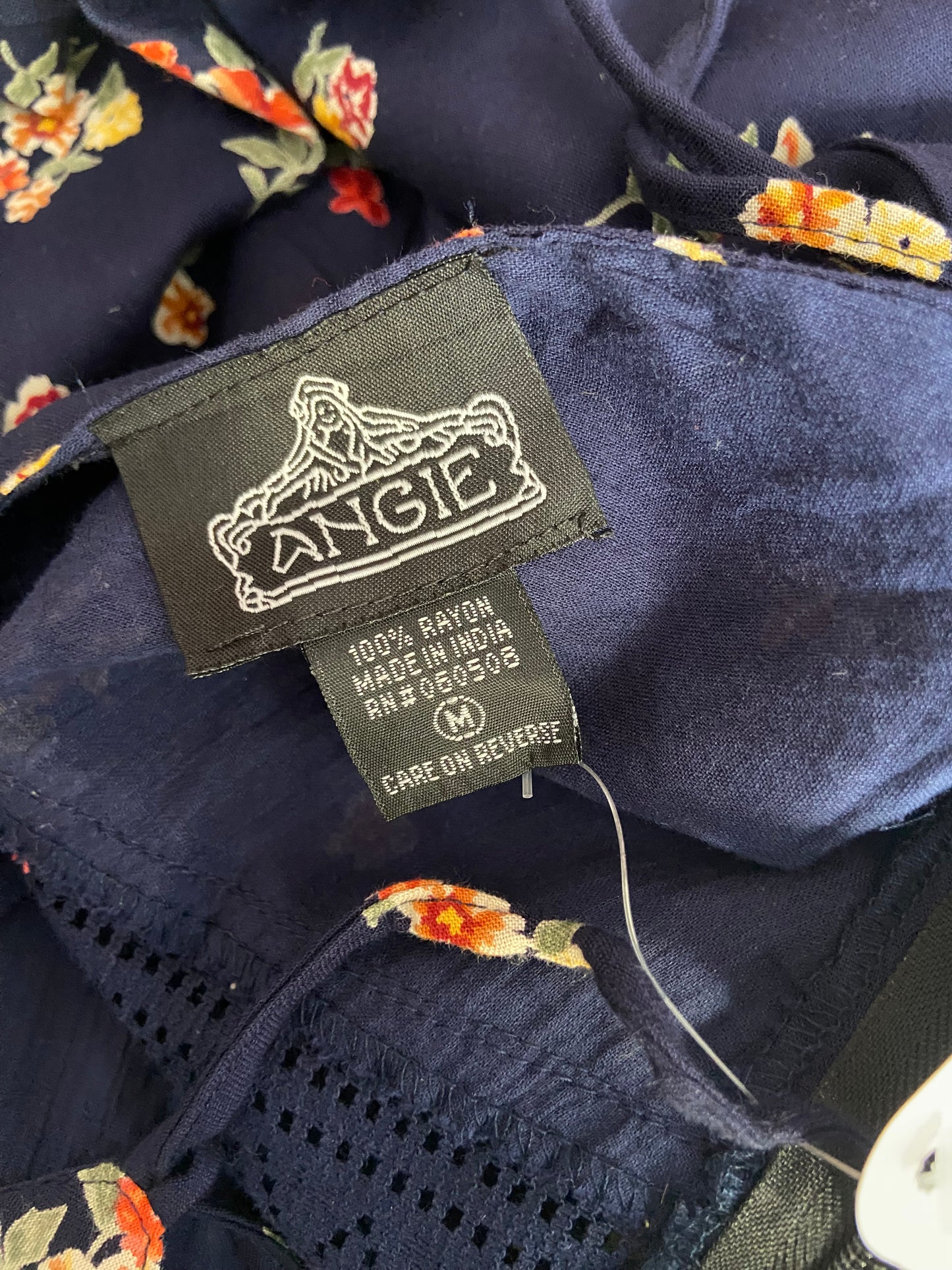 Navy Blue Floral Spaghetti Strap Maxi Dress