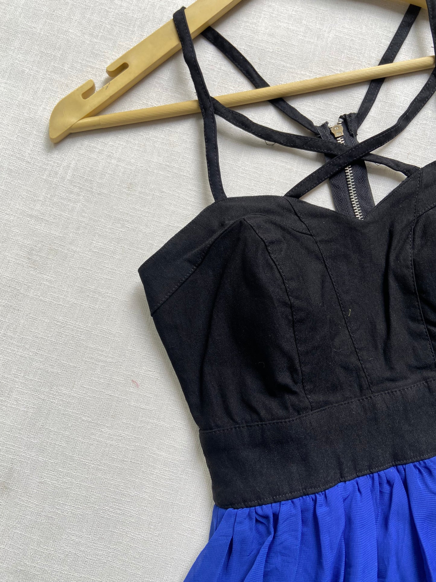 Blue And Black High Low Mini Dress