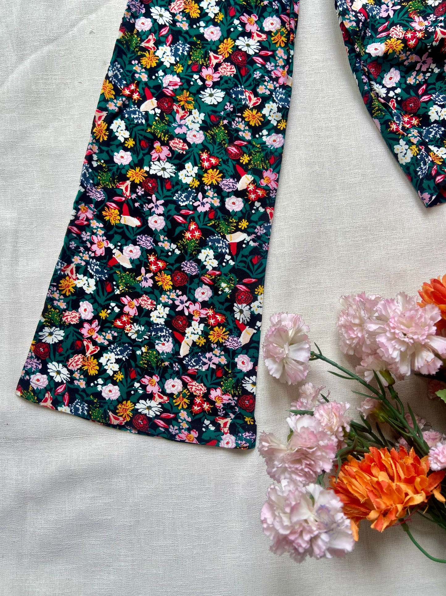 Floral Ruched Front Bell Sleeve Top