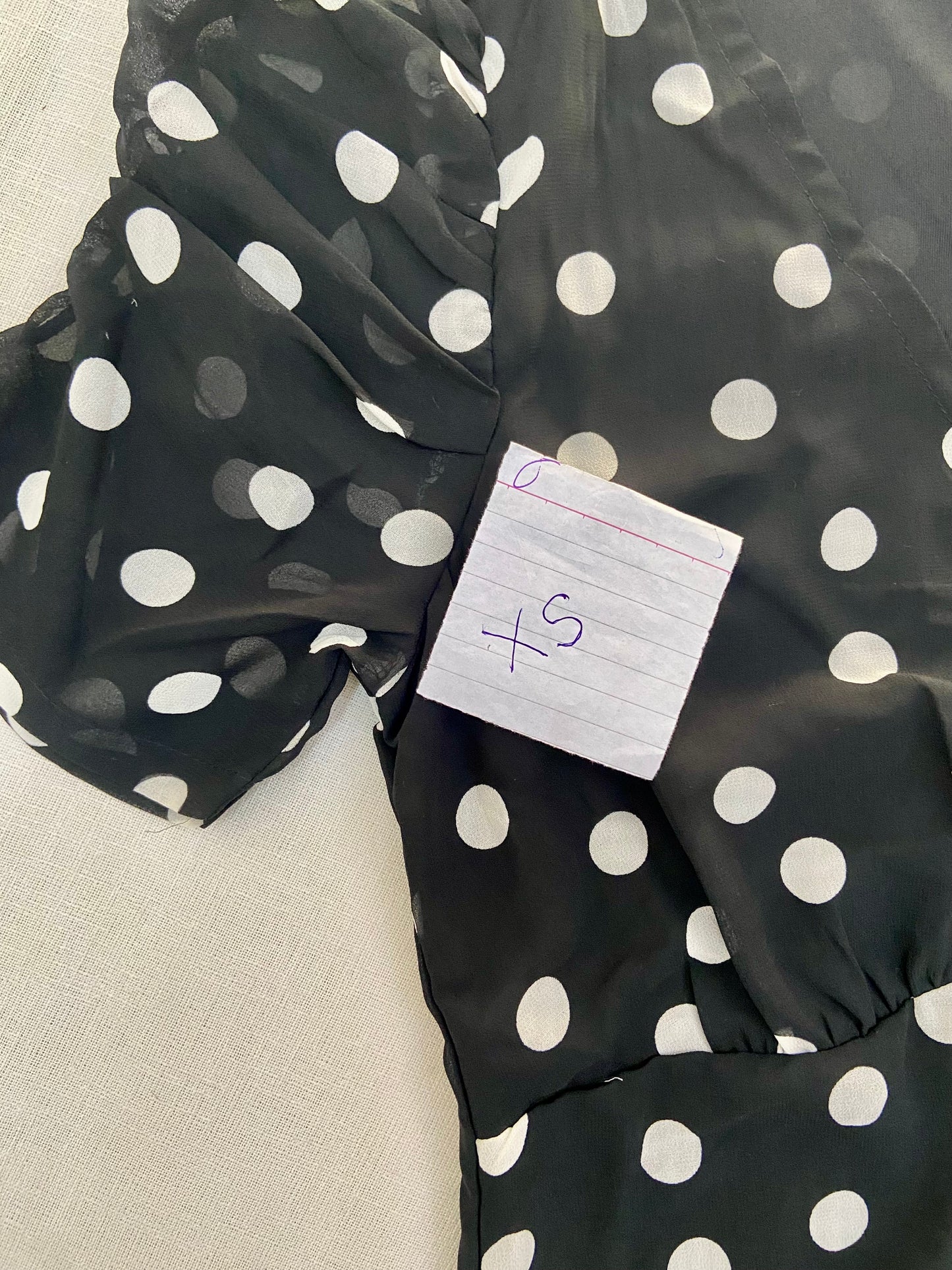 Black Polka Dot Ruched Mini Dress