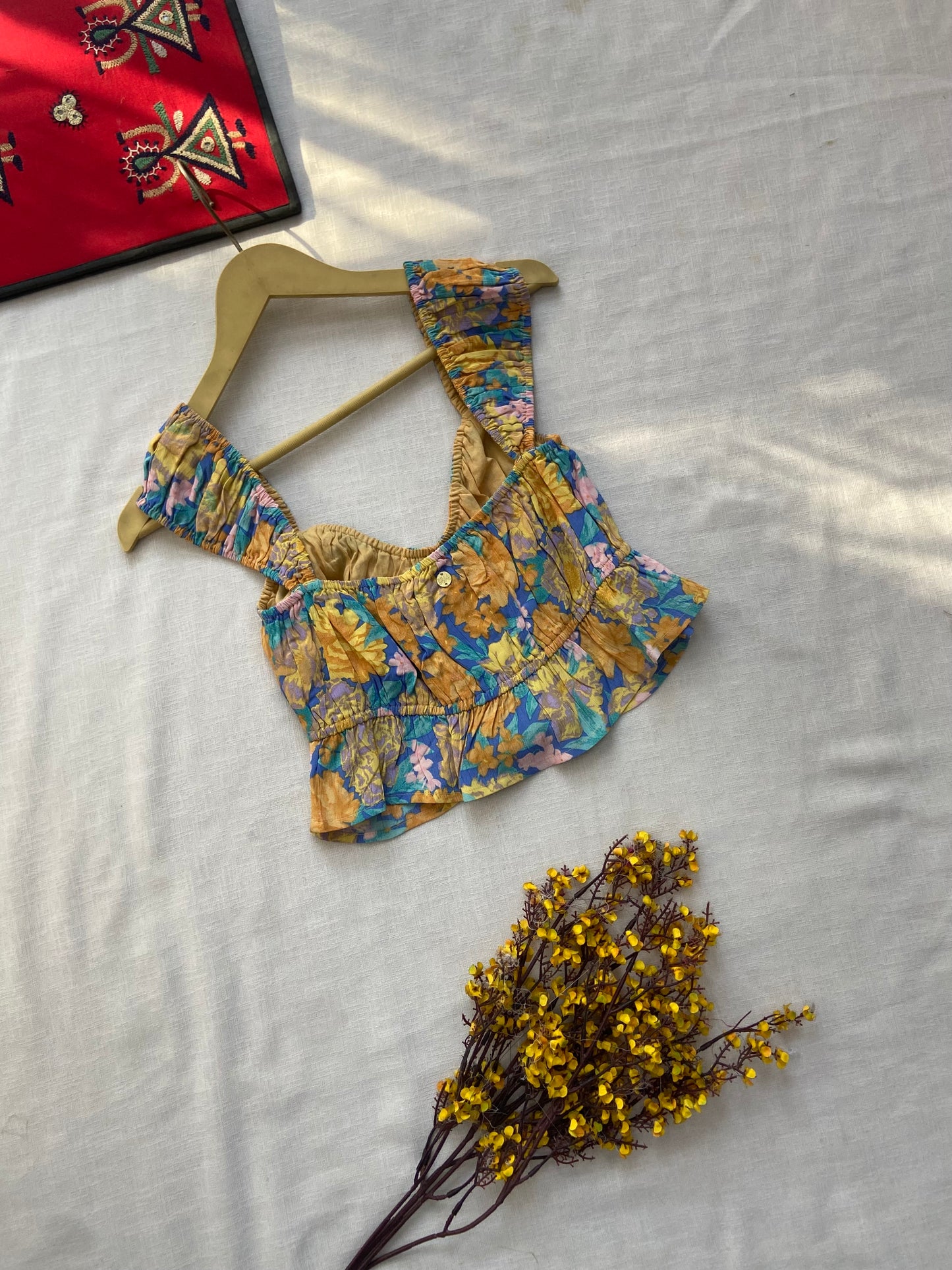 Golden Muse Frill Crop Top