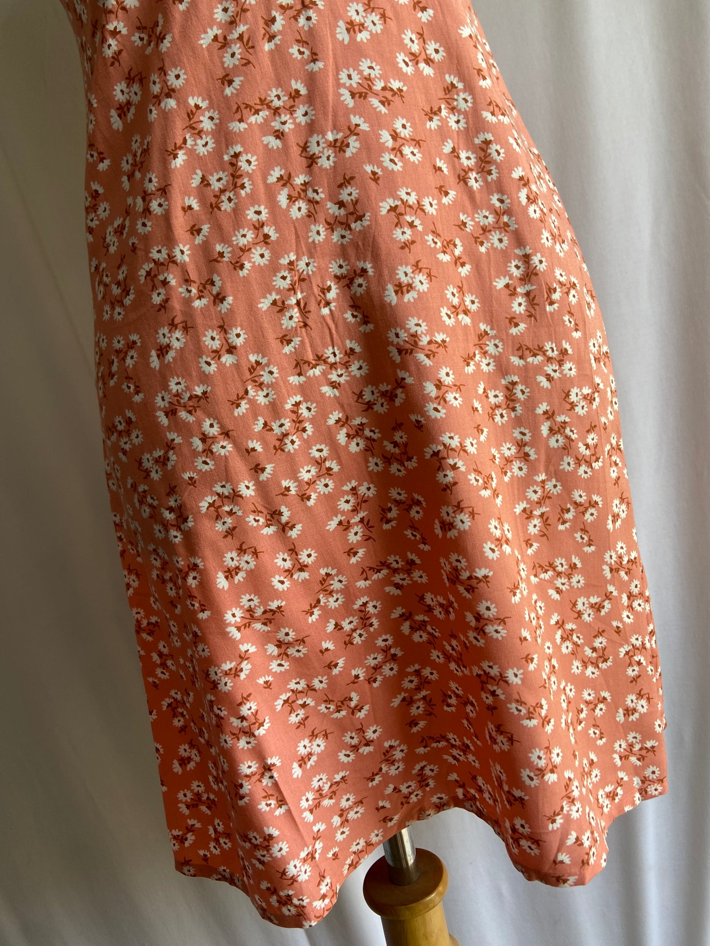 Peach Floral Spaghetti Strap Mini Dress with Sweetheart Neckline