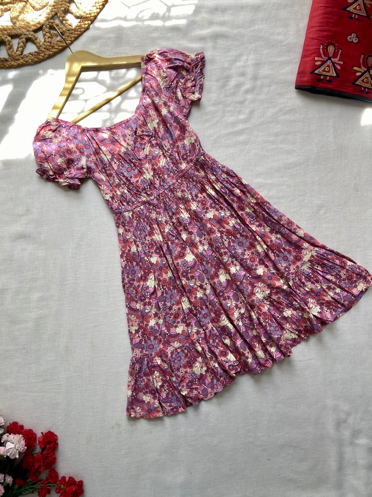 Pink Floral Mini Dress