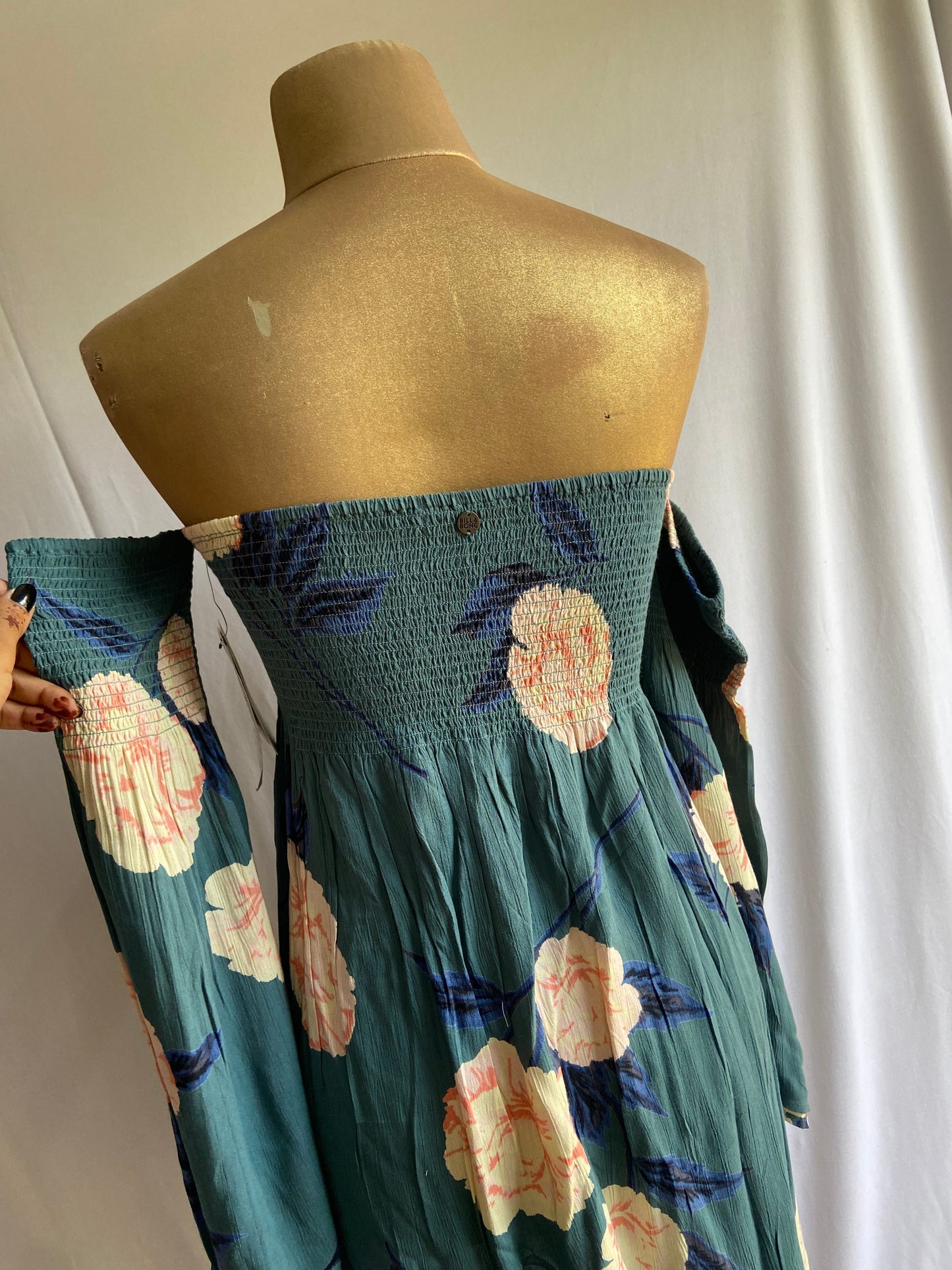 Off-Shoulder Floral Smocked Mini Dress