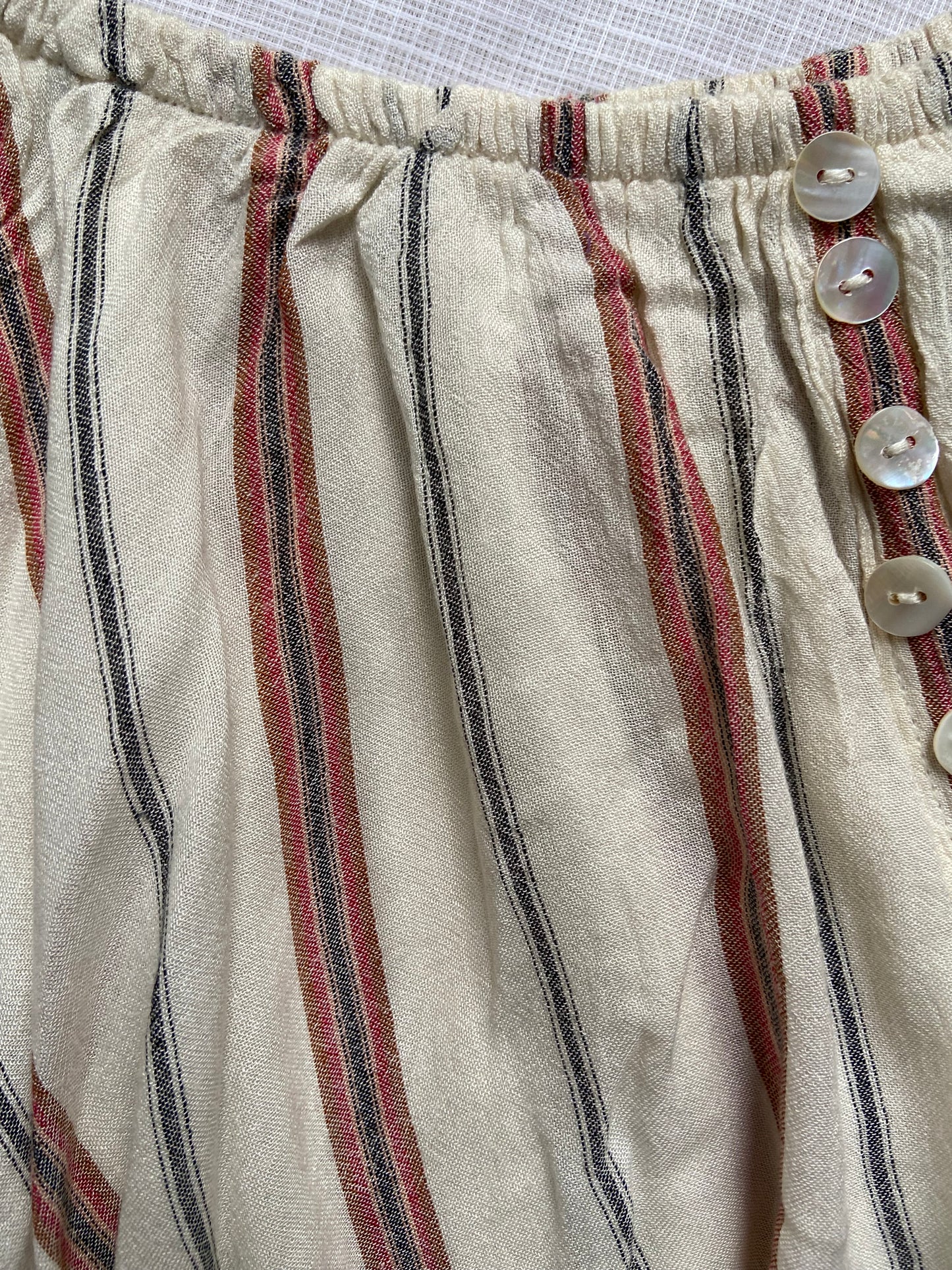 Women's Striped Off-Shoulder Crop Top with Button Detail – Boho Summer Top