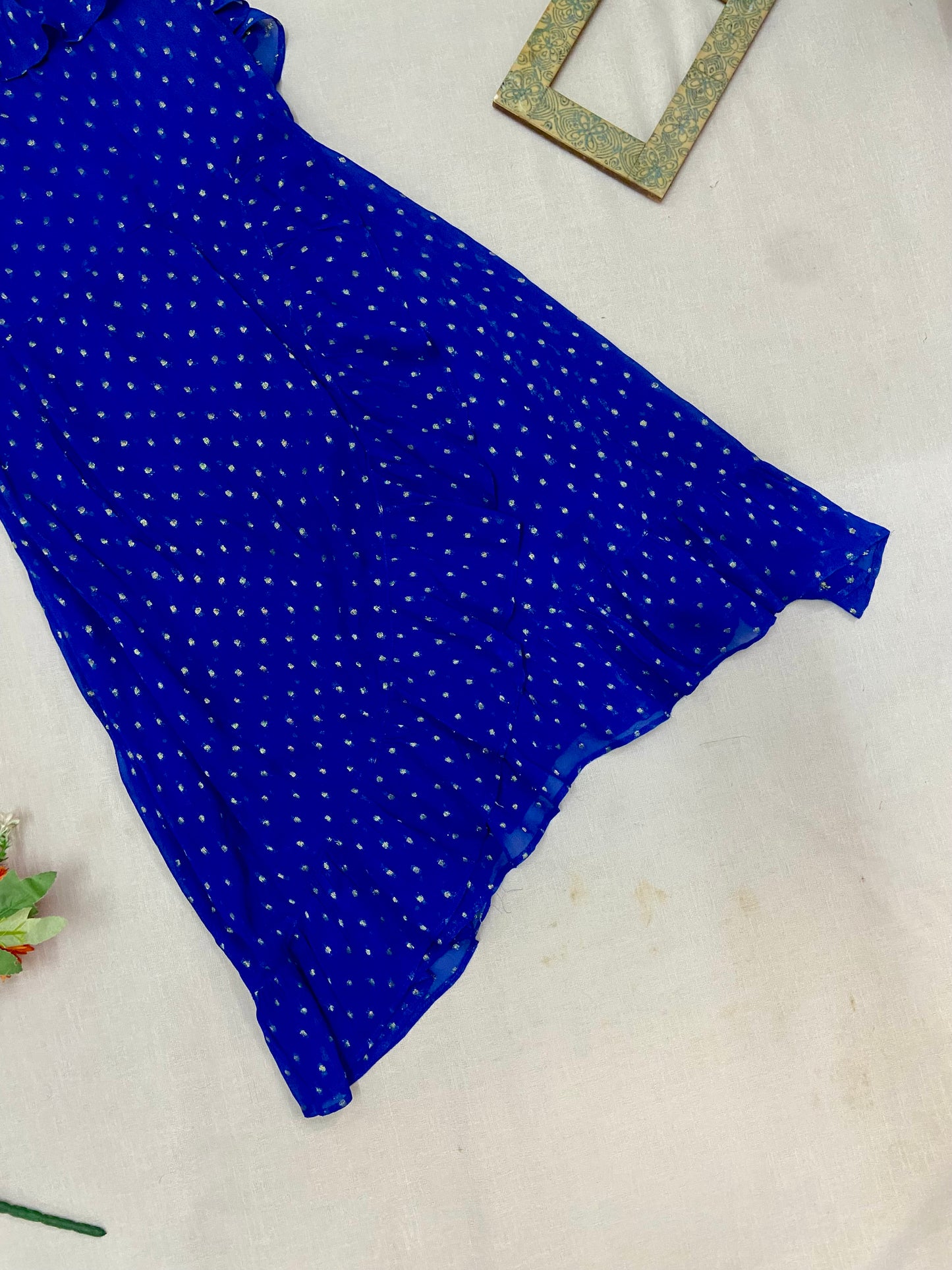 Blue Polka Dot Sleeveless Mini Dress