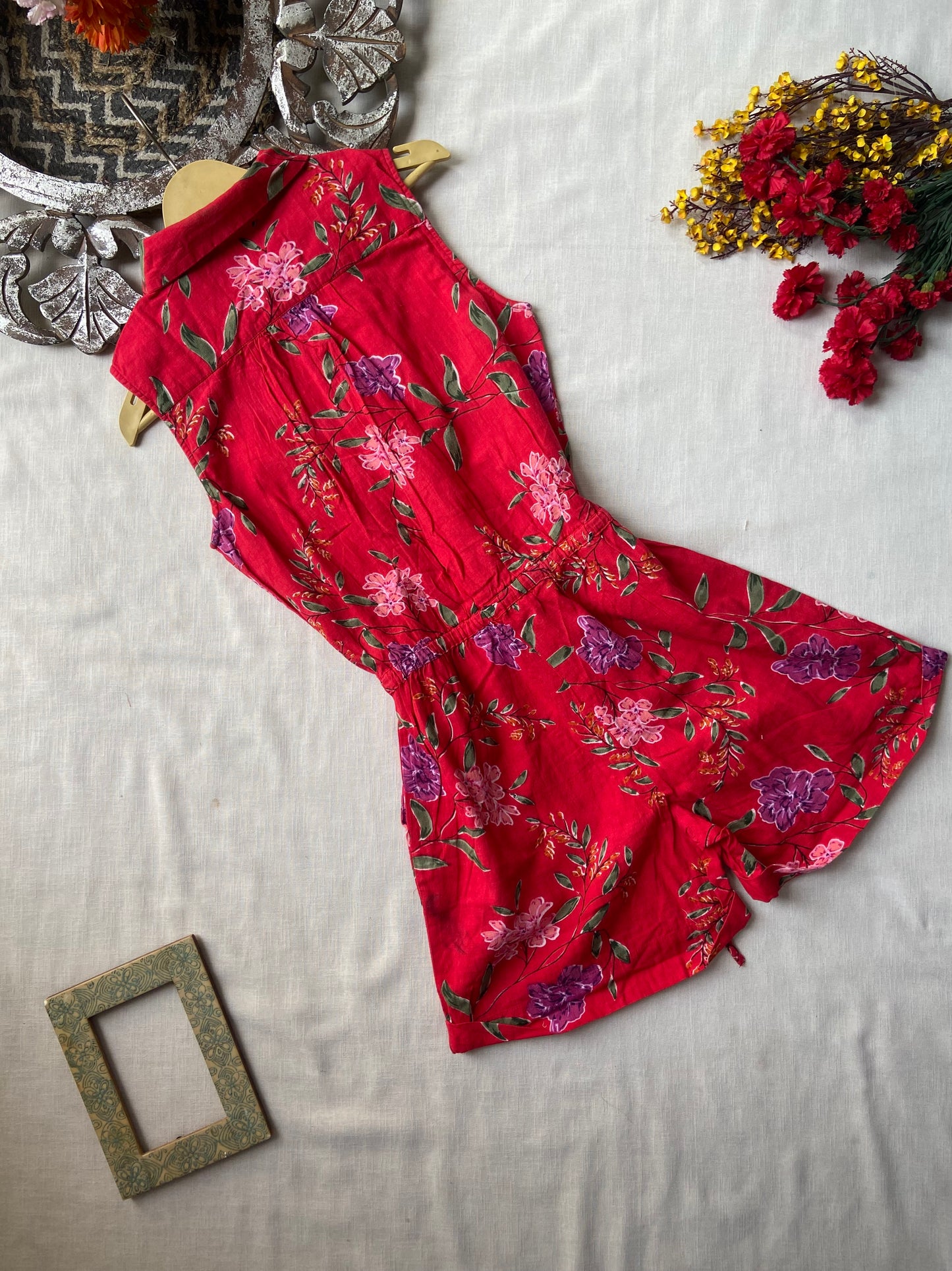 Red Floral Romper