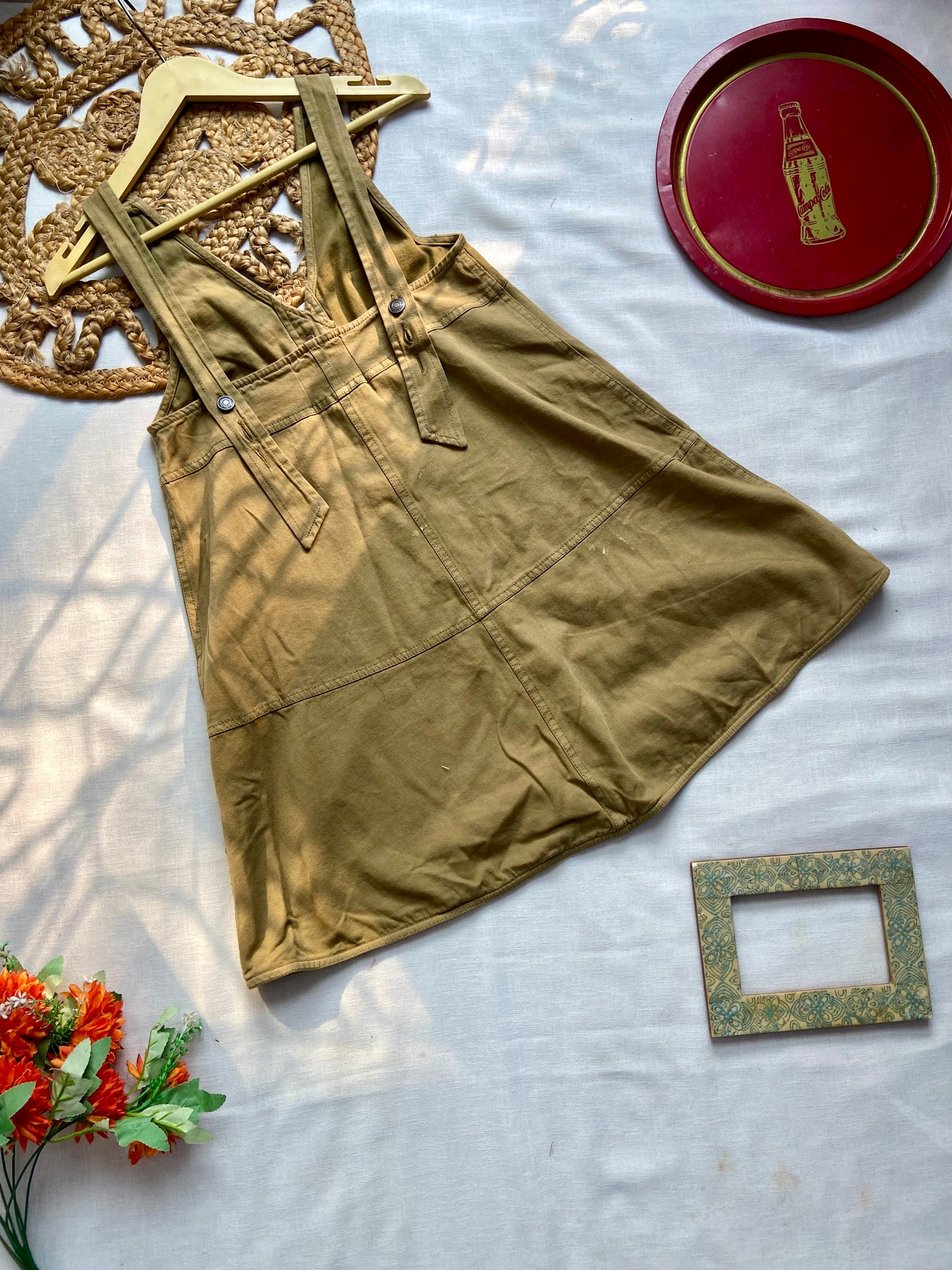 Women’s Olive Green Sleeveless Button Down Dress