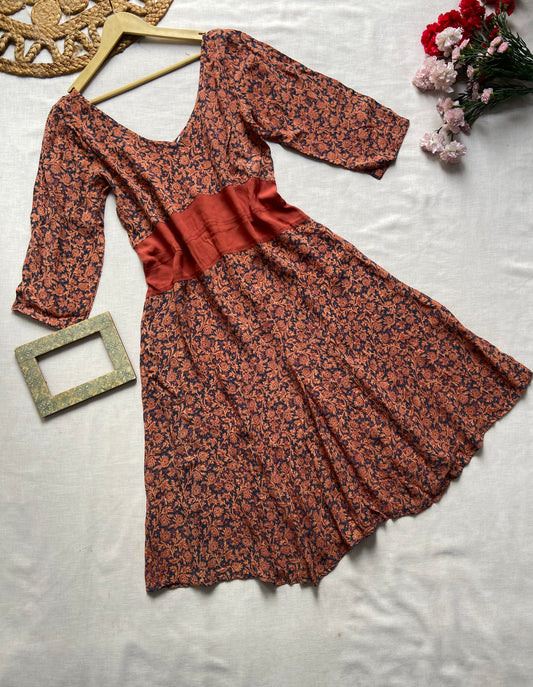 Black And Brown Floral Midi