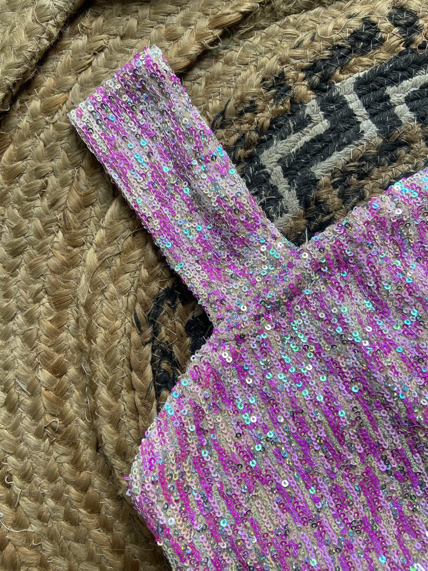 Women's Purple Sequin Sleeveless Party Crop Top