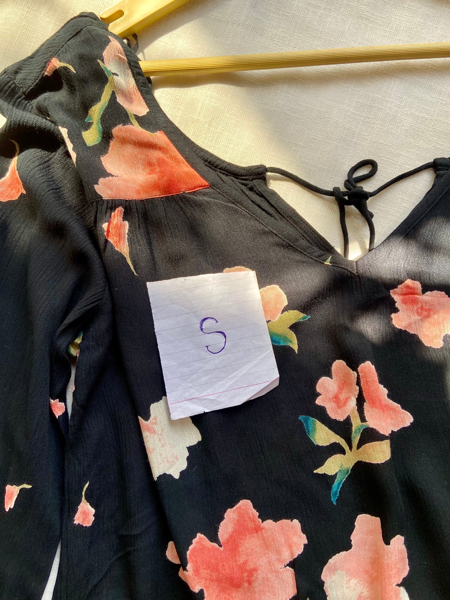 Navy Blue Floral Long Sleeve Women’s Top