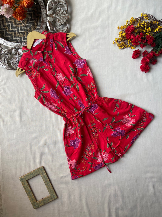 Red Floral Romper