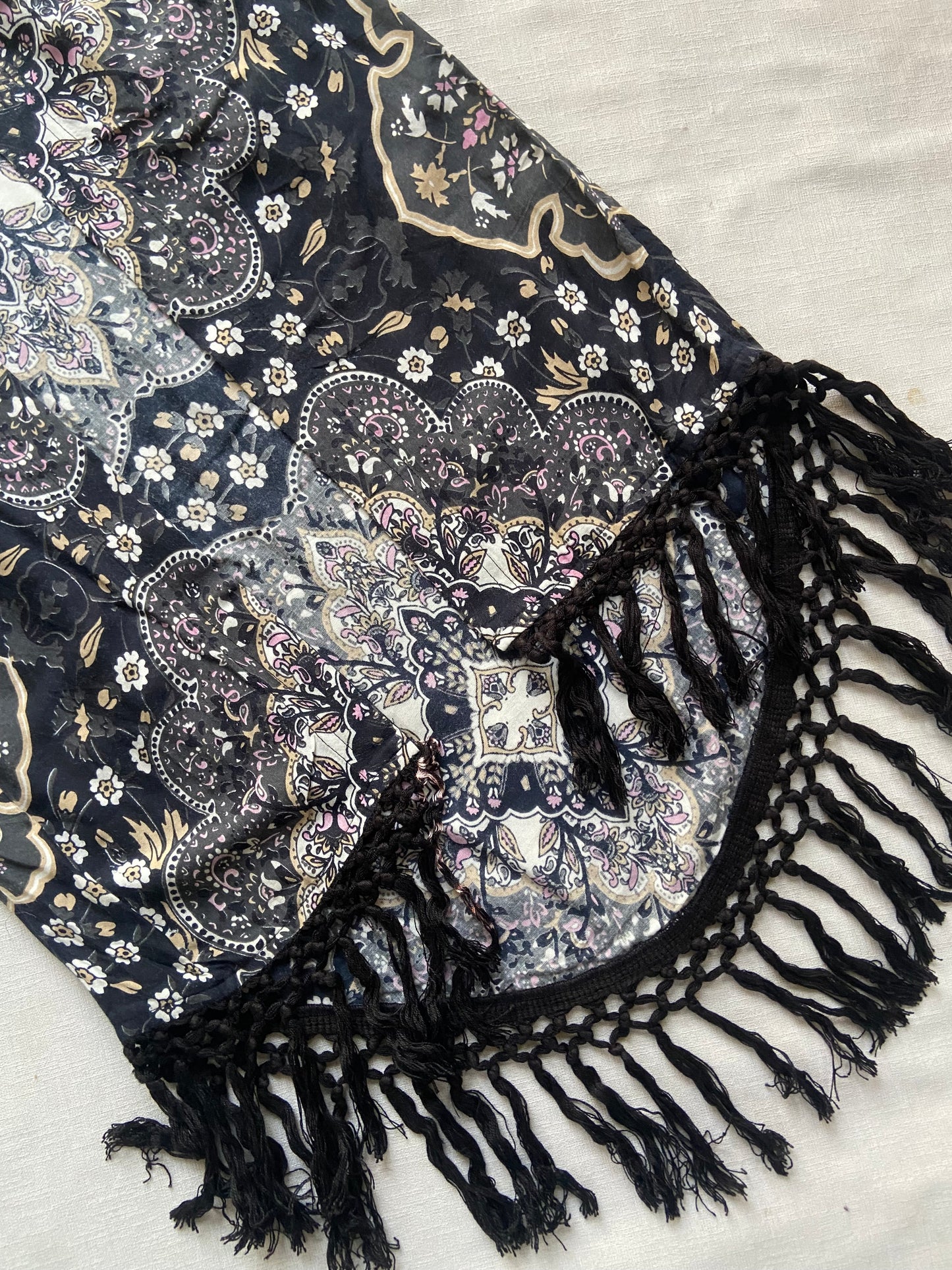 Black Printed Boho Beach Cover Up