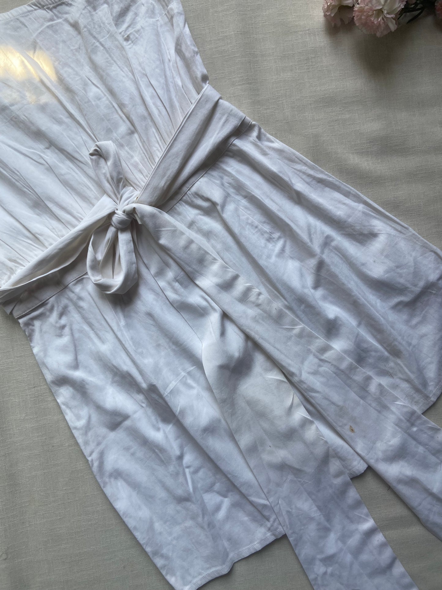 White One-Shoulder Belted Tunic Top