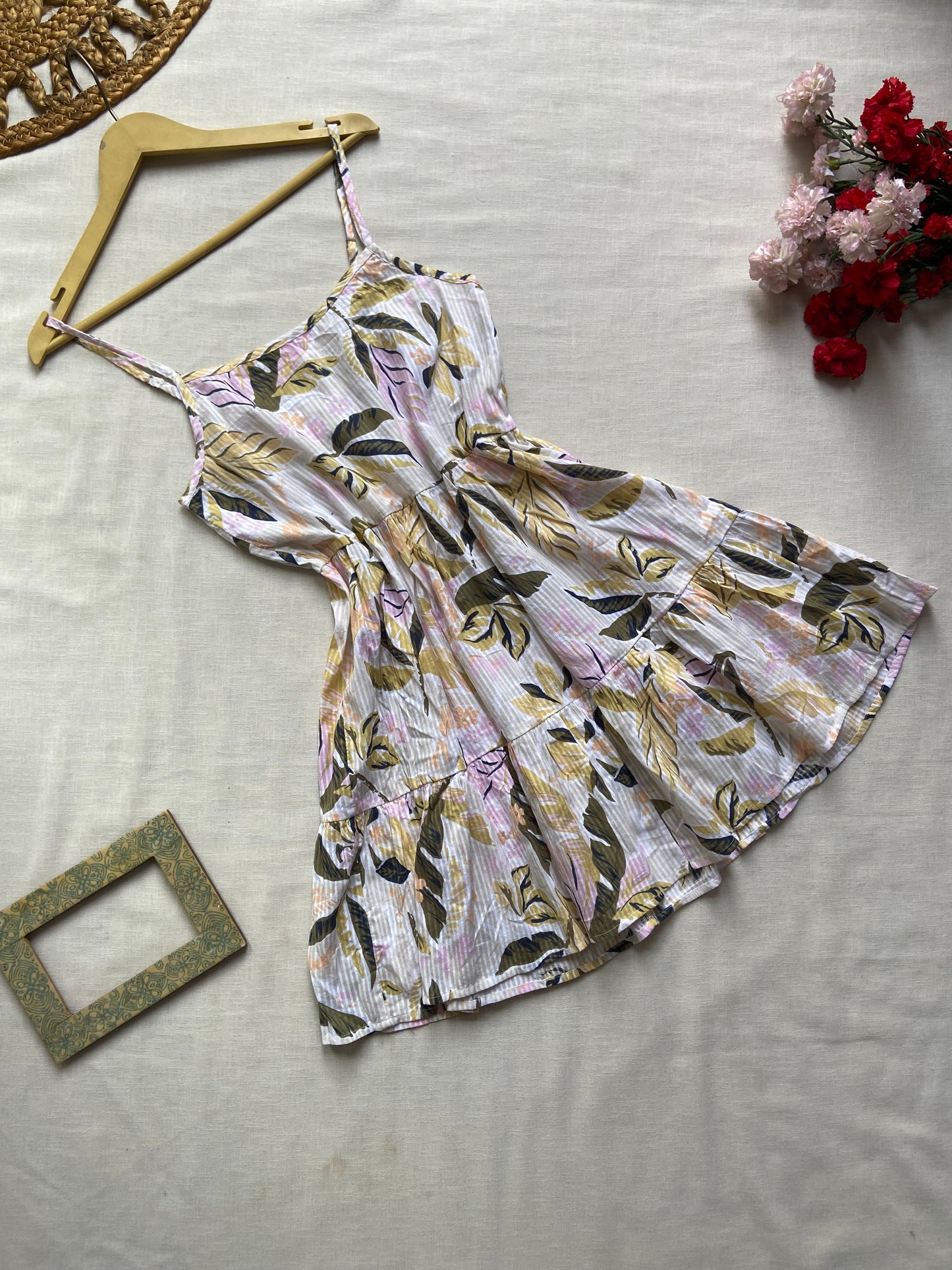 Stripe Print Floral Mini Dress