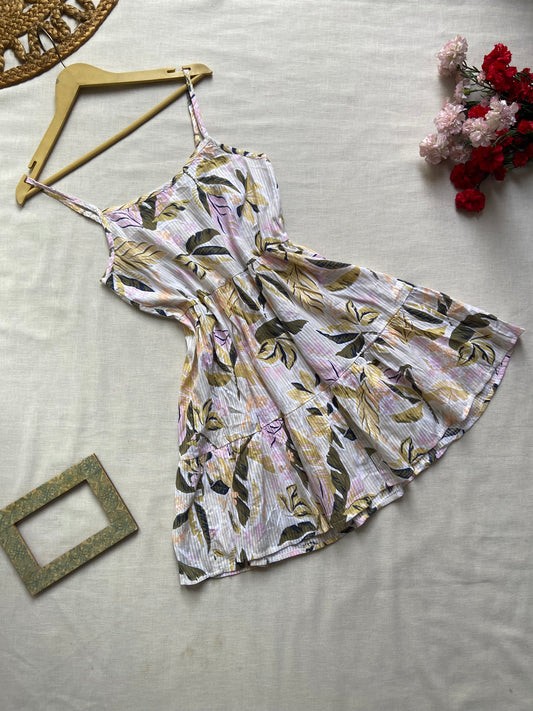 Stripe Print Floral Mini Dress