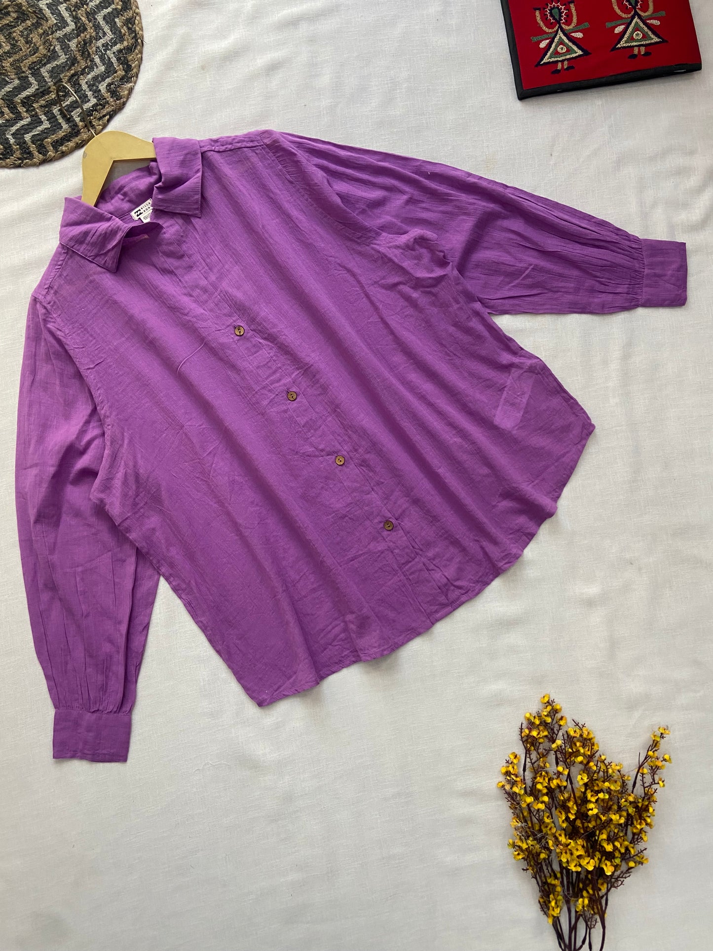 Violet Aura Bow-Collar Shirt
