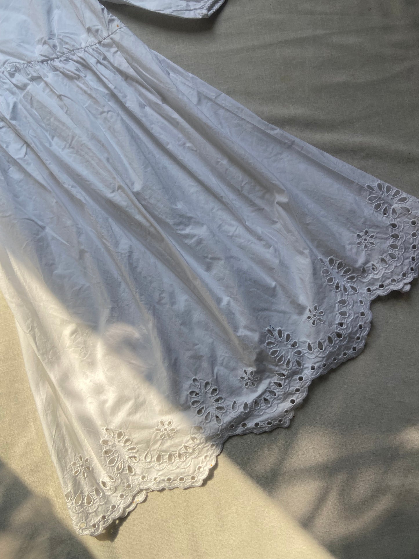 White Embroidered Puff Sleeve Dress