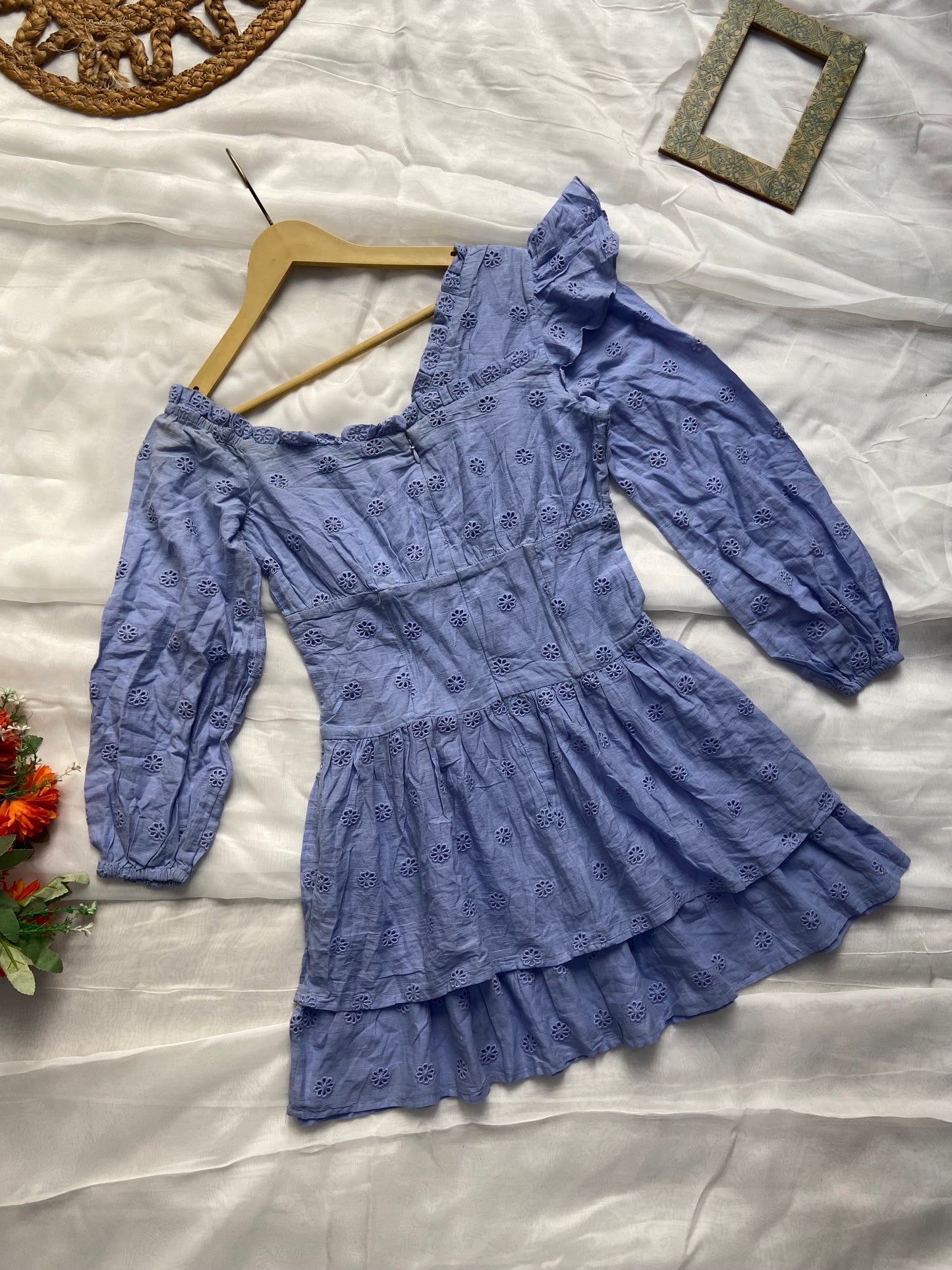 Lilac Mirage Ruffle Mini Dress