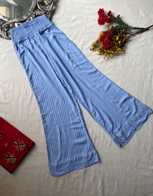 Blue Stripe Flared Pants
