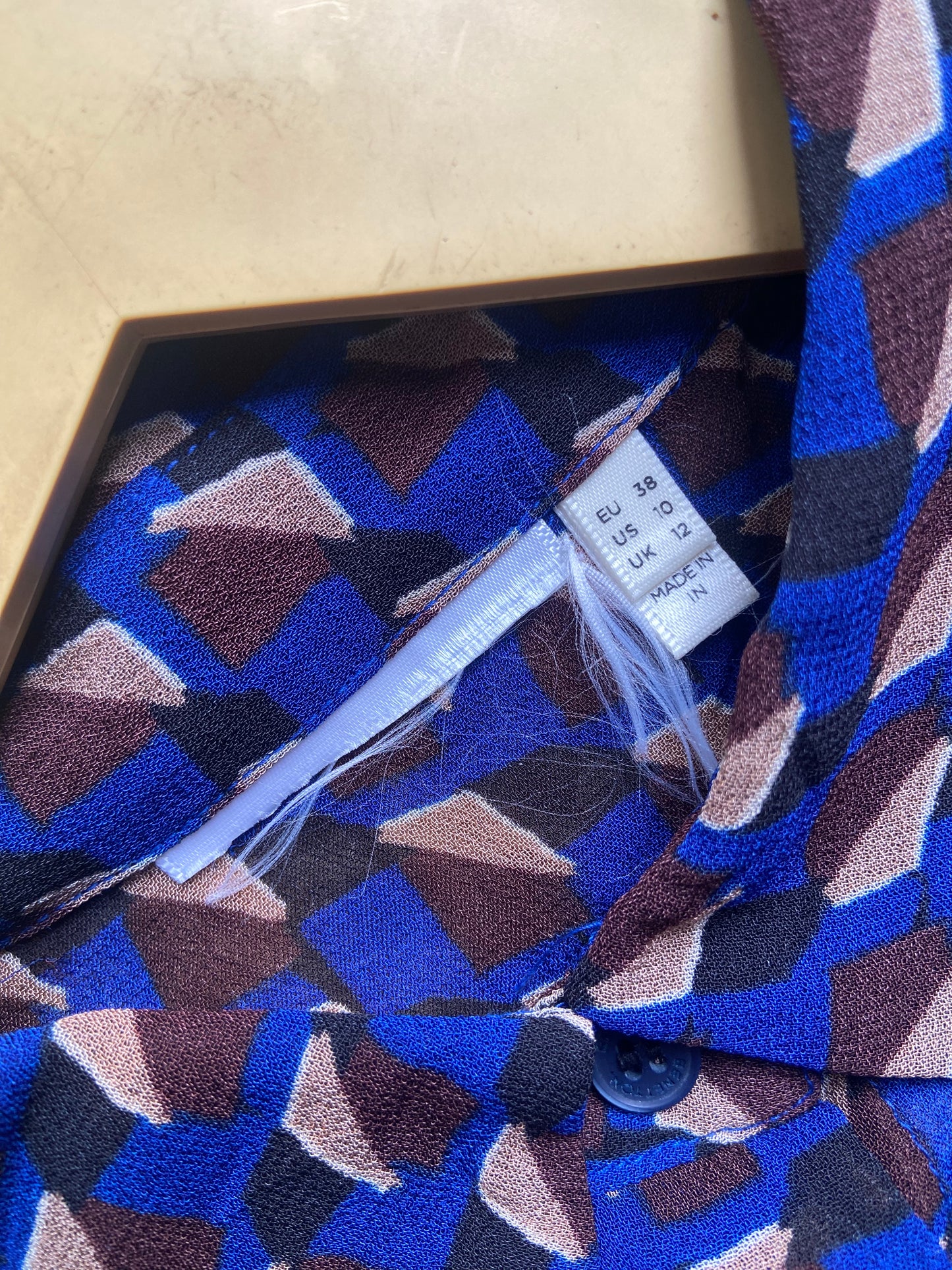 Women’s Navy Blue Geometric Print Flared Sleeve Top