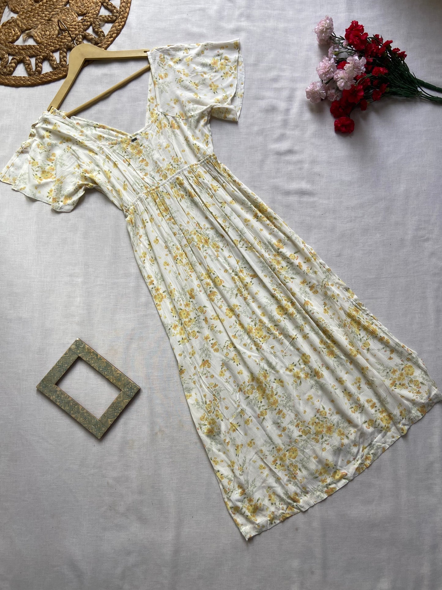 White and Yellow Floral Maxi