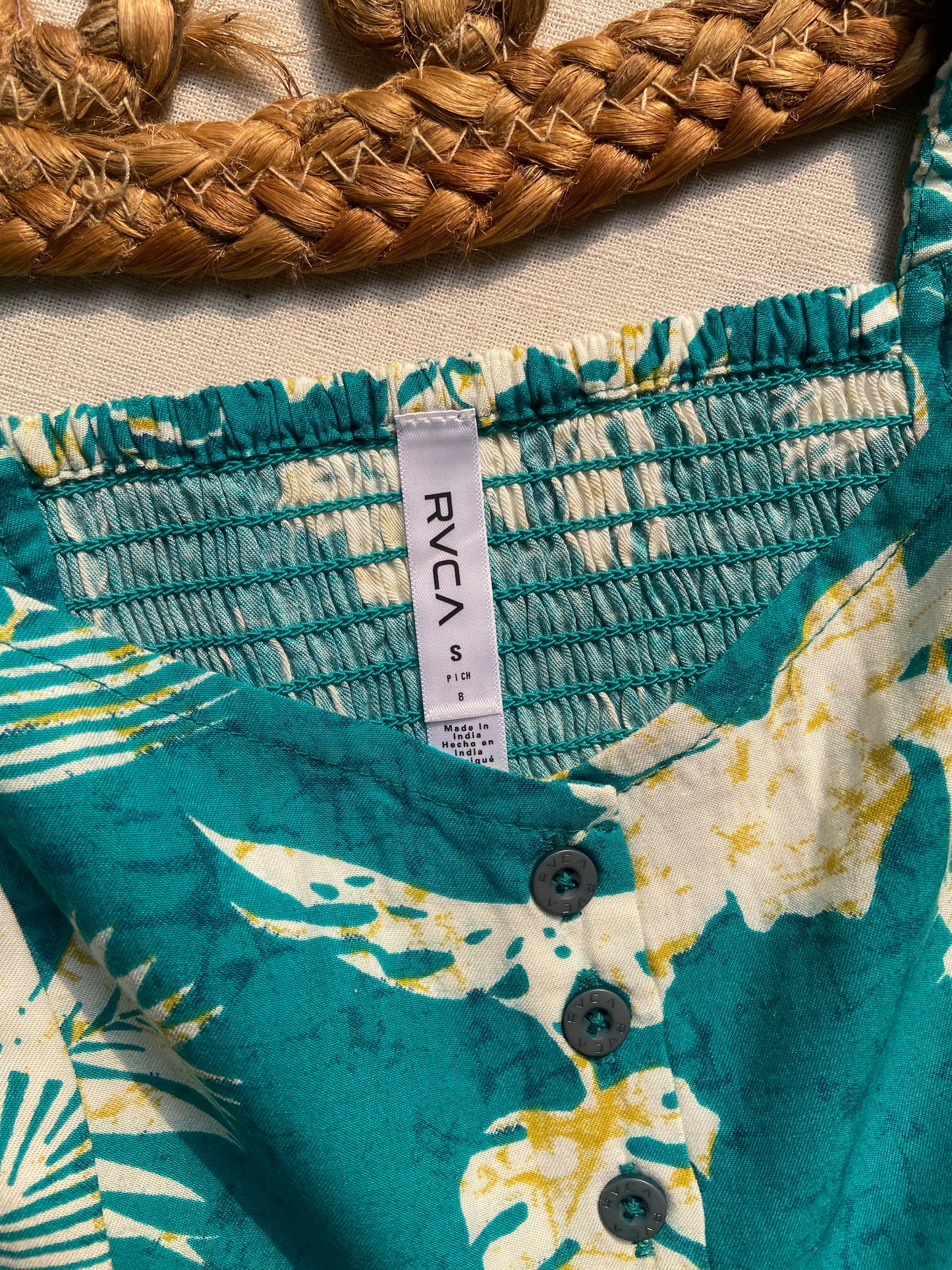 Tropical Green Floral Cotton Blouse for Women