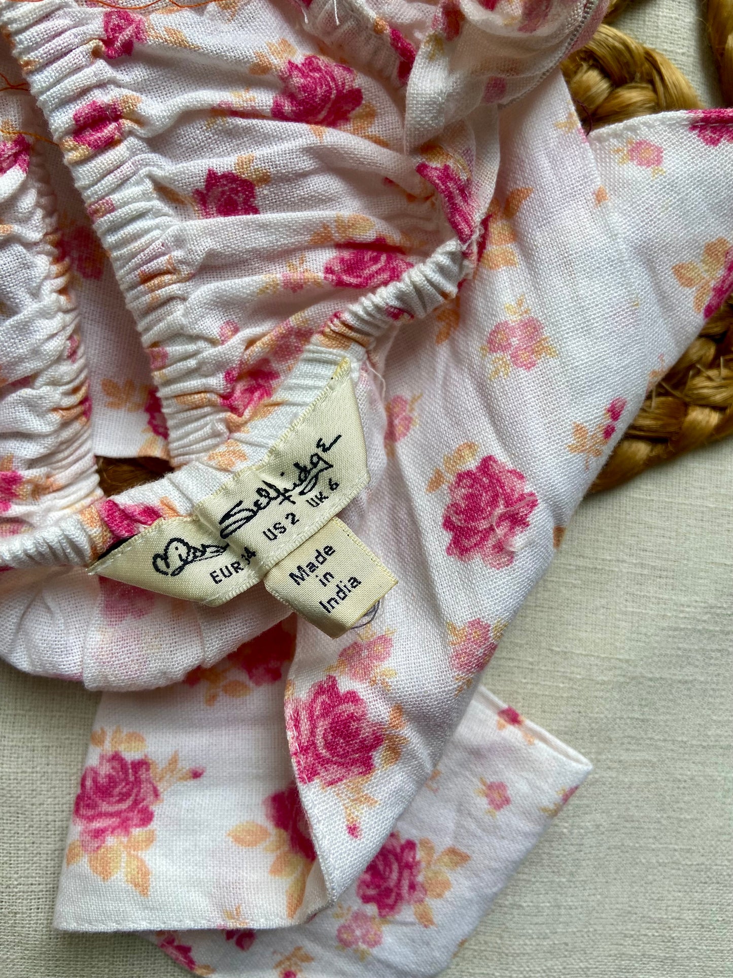 Girls Pink Floral Cotton Crop Top with Ruffle Straps