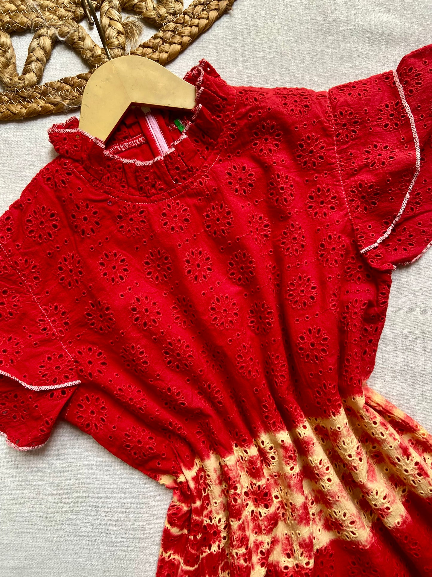 Red Tye And Dye Midi Dress