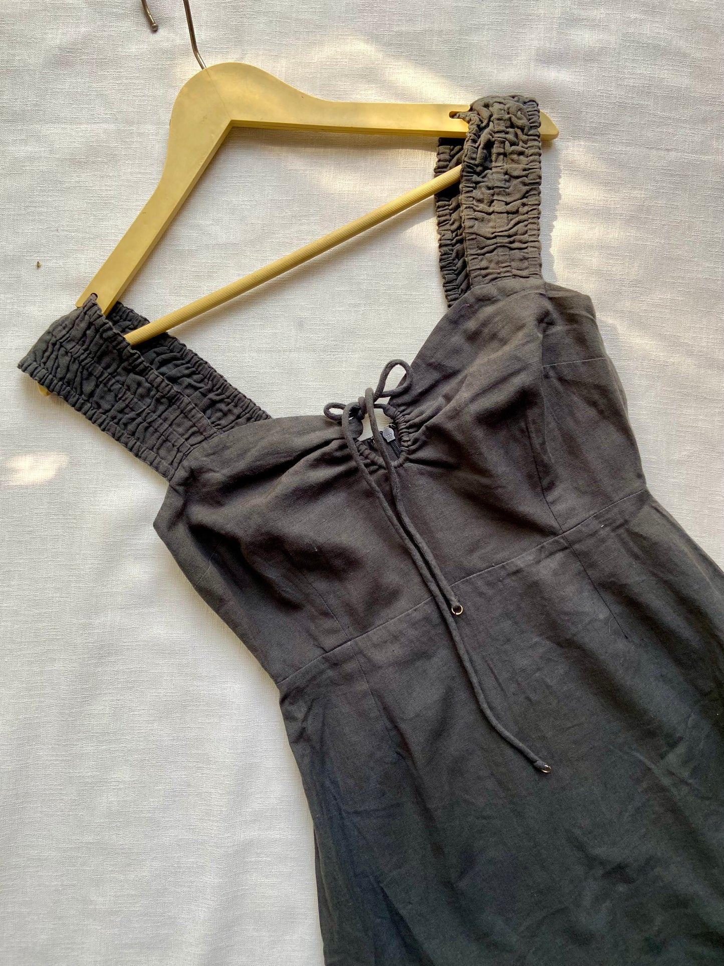 Black Sleeveless Mini Dress with Smocked Straps