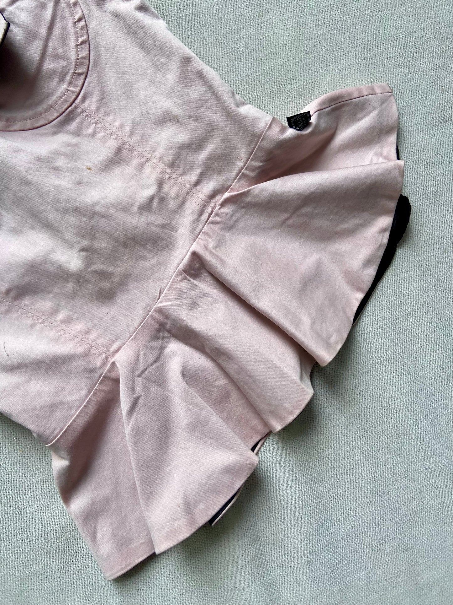 Blush Pink Peplum Top with Bow Detail