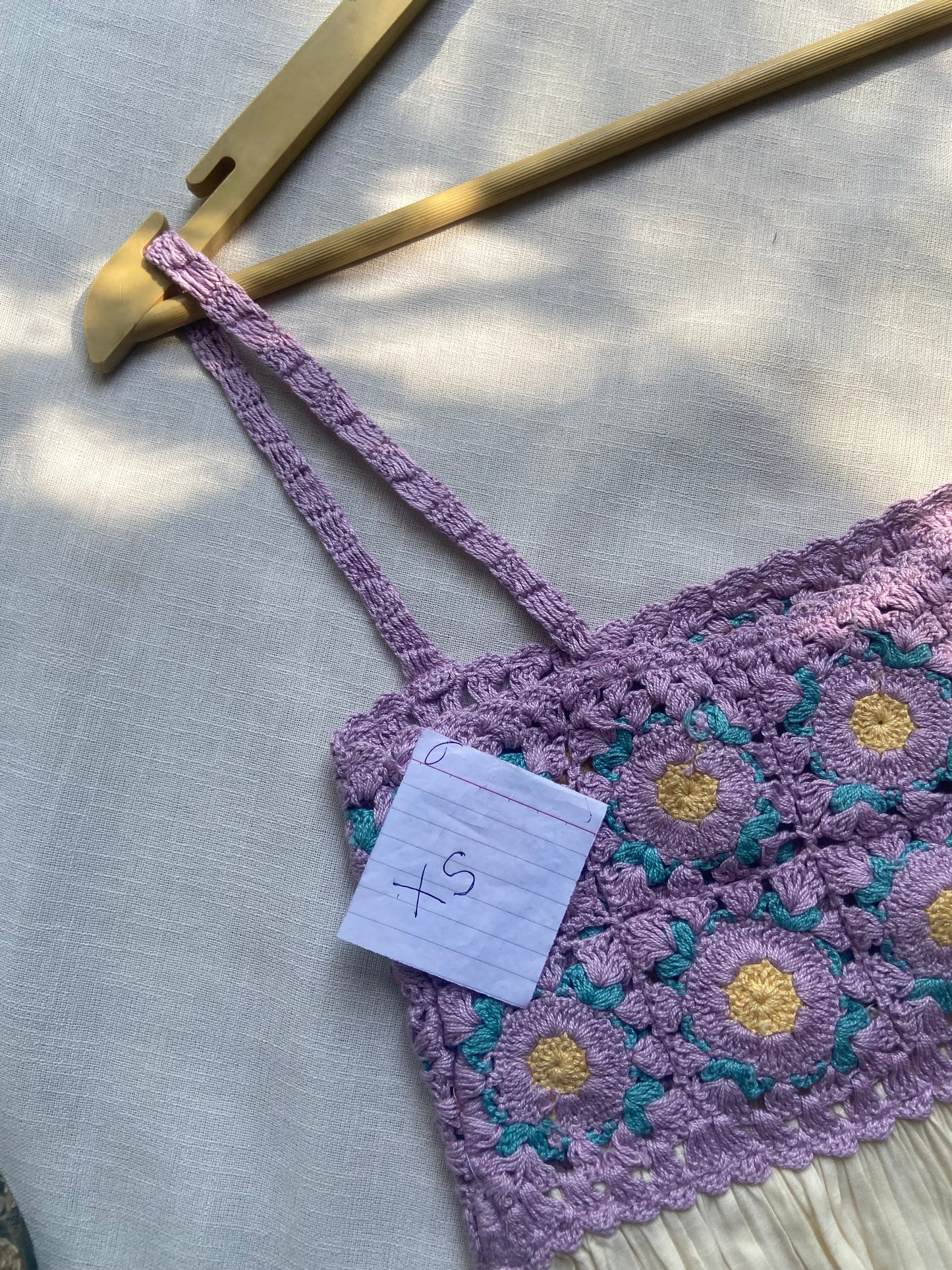 Boho Crochet Yoke Spaghetti Strap Top