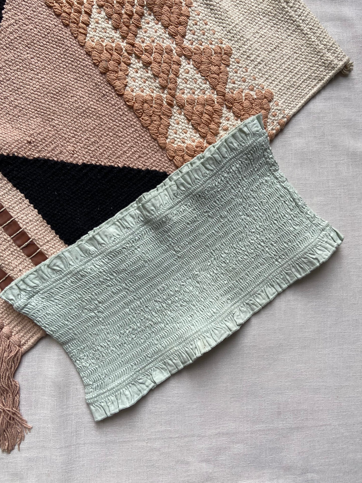 Women's Mint Green Smocked Tube Top with Ruffled Edges – Casual Summer Strapless Top